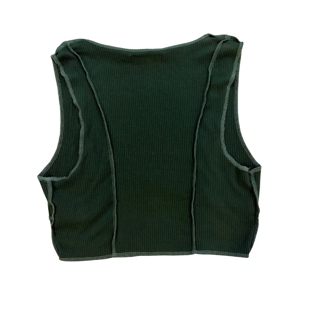 Urban Outfitters Ribbed Button-Up Crop Top - Picture 3 of 7
